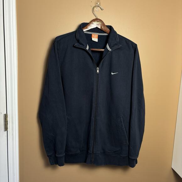 Vintage Nike Full Zip Sweatshirt Jacket Black Mens XL Athletic Swoosh Gym Y2K - Picture 1 of 6
